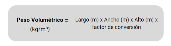 formula peso volumetrico formula peso volumétrico
